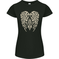 Angel Skull Wings Motorcycle Biker Womens Petite Cut T-Shirt Black