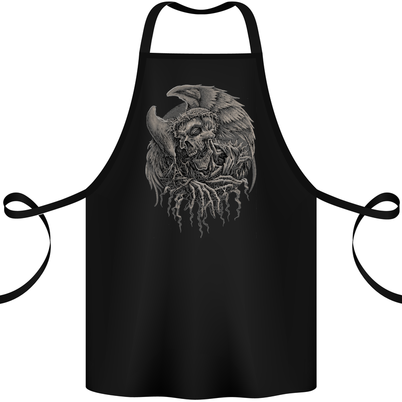 Angel Skull of Death Biker Motorbike Gothic Cotton Apron 100% Organic Black