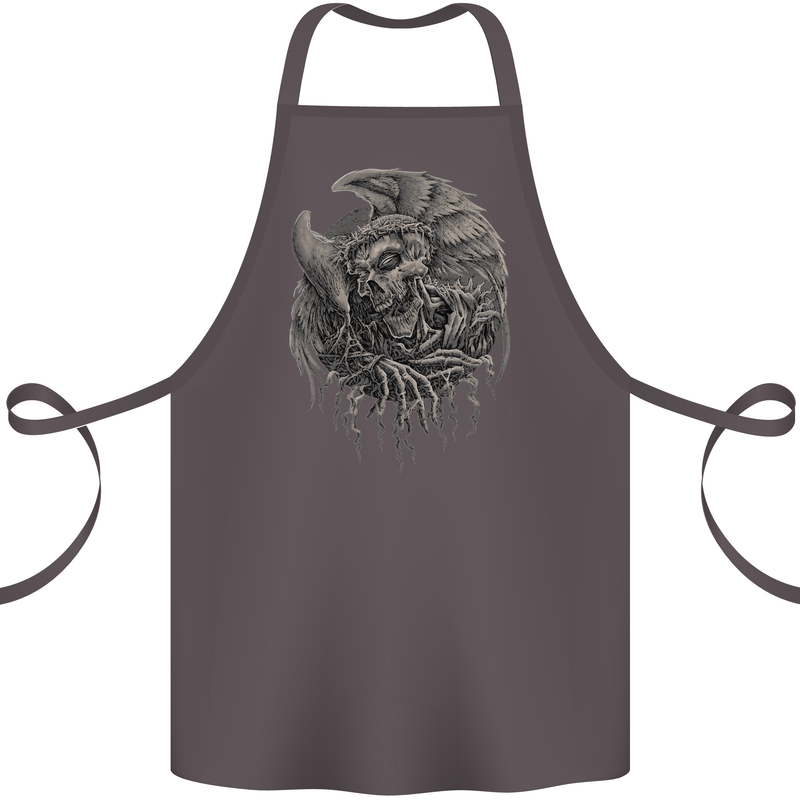 Angel Skull of Death Biker Motorbike Gothic Cotton Apron 100% Organic Dark Grey