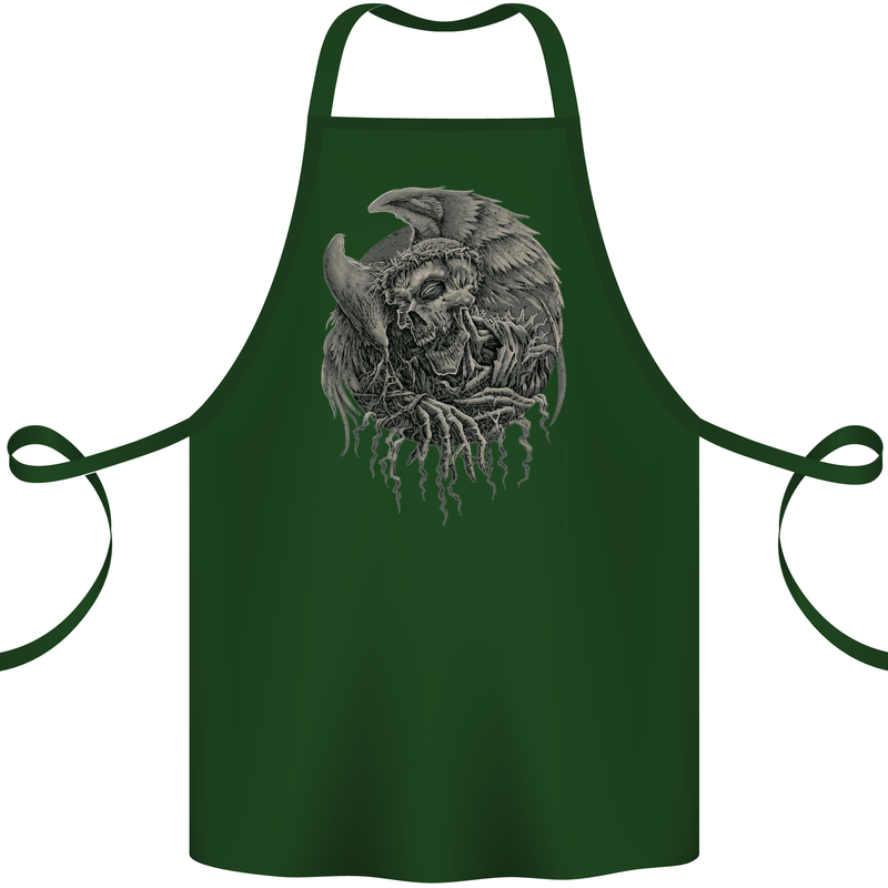 Angel Skull of Death Biker Motorbike Gothic Cotton Apron 100% Organic Forest Green
