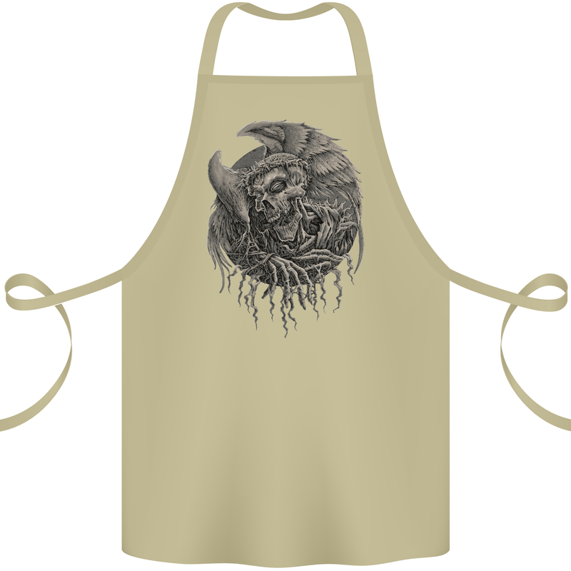 Angel Skull of Death Biker Motorbike Gothic Cotton Apron 100% Organic Khaki