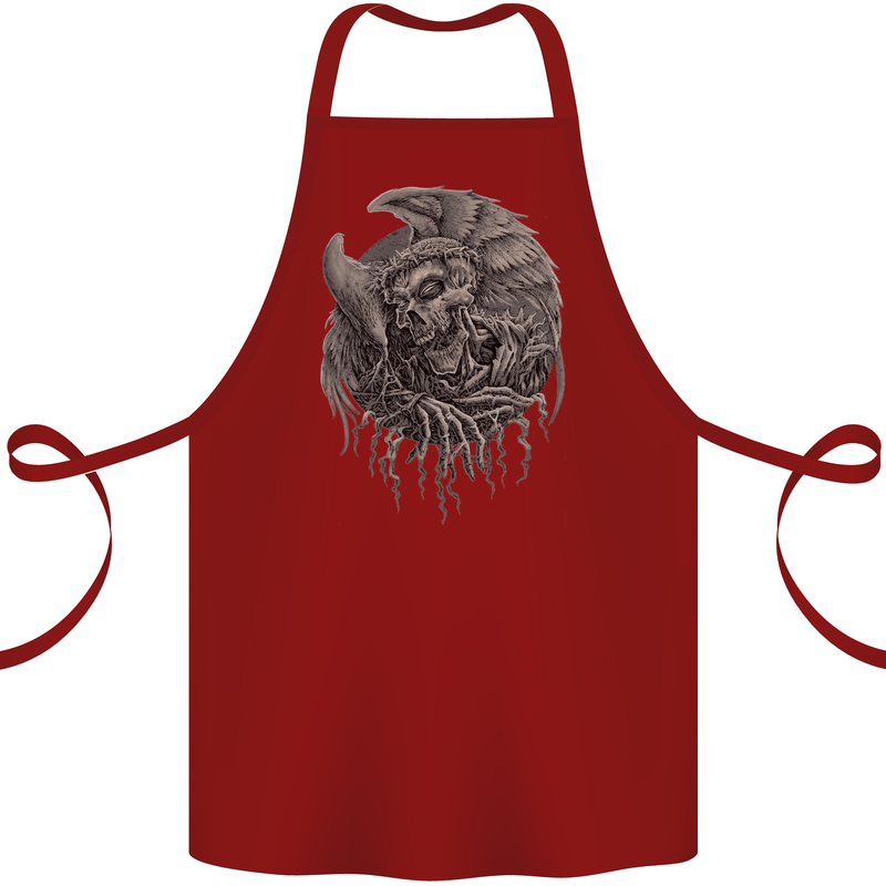 Angel Skull of Death Biker Motorbike Gothic Cotton Apron 100% Organic Maroon