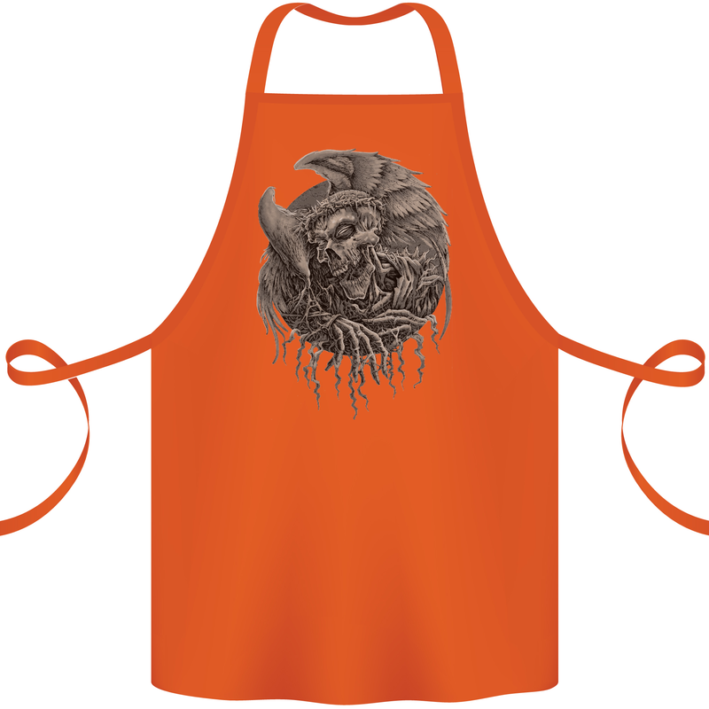 Angel Skull of Death Biker Motorbike Gothic Cotton Apron 100% Organic Orange