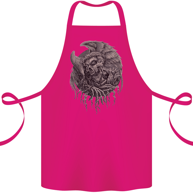Angel Skull of Death Biker Motorbike Gothic Cotton Apron 100% Organic Pink