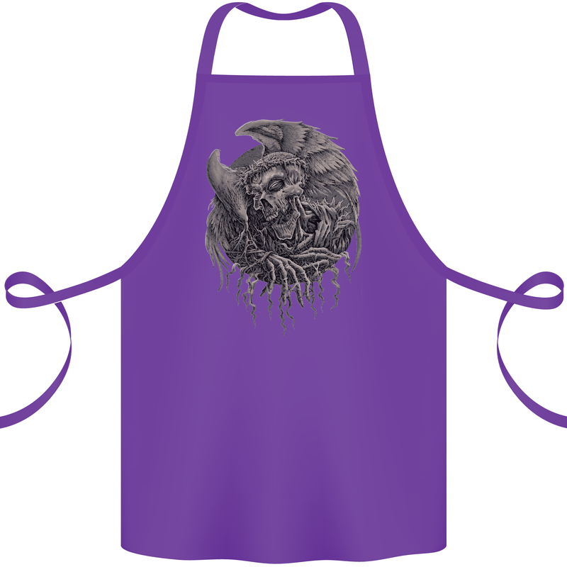 Angel Skull of Death Biker Motorbike Gothic Cotton Apron 100% Organic Purple