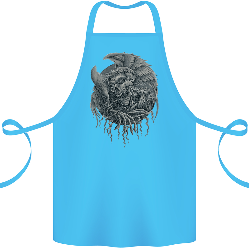 Angel Skull of Death Biker Motorbike Gothic Cotton Apron 100% Organic Turquoise