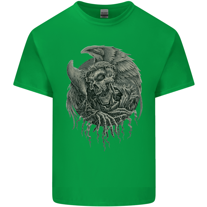 Angel Skull of Death Biker Motorbike Gothic Kids T-Shirt Childrens Irish Green