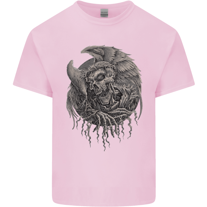 Angel Skull of Death Biker Motorbike Gothic Kids T-Shirt Childrens Light Pink