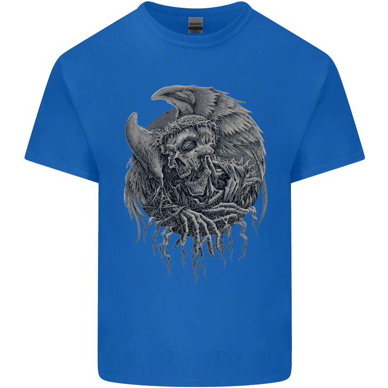 Angel Skull of Death Biker Motorbike Gothic Kids T-Shirt Childrens Royal Blue