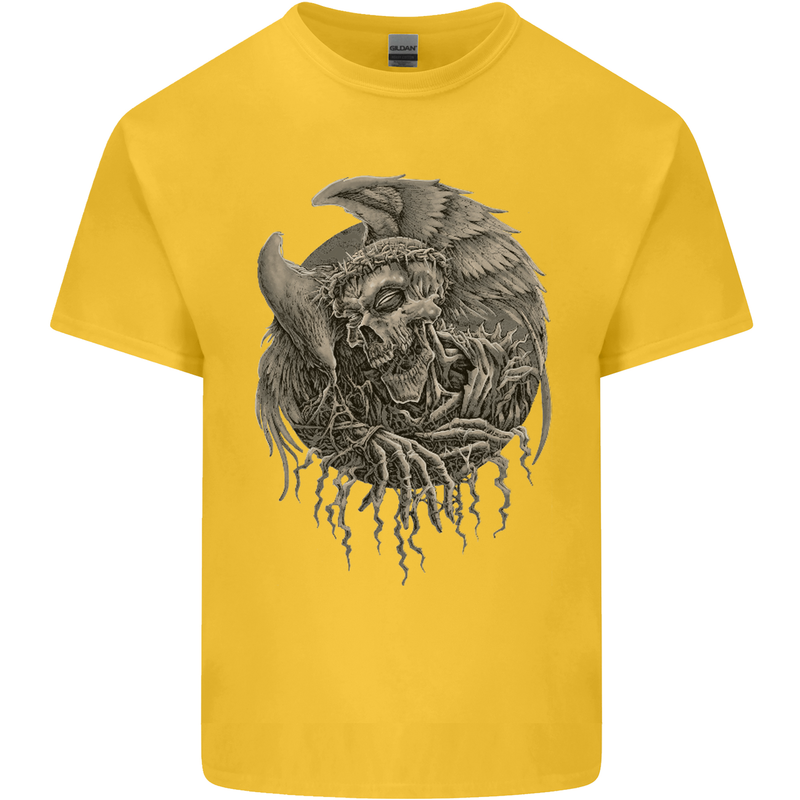 Angel Skull of Death Biker Motorbike Gothic Kids T-Shirt Childrens Yellow