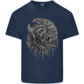 Angel Skull of Death Biker Motorbike Gothic Mens Cotton T-Shirt Tee Top Navy Blue