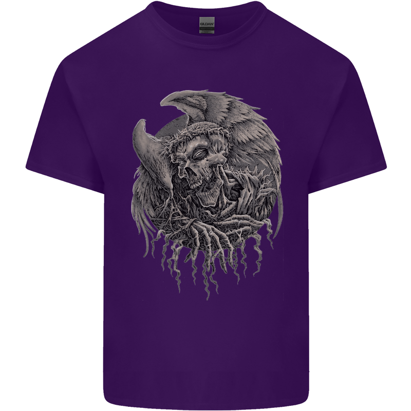 Angel Skull of Death Biker Motorbike Gothic Mens Cotton T-Shirt Tee Top Purple