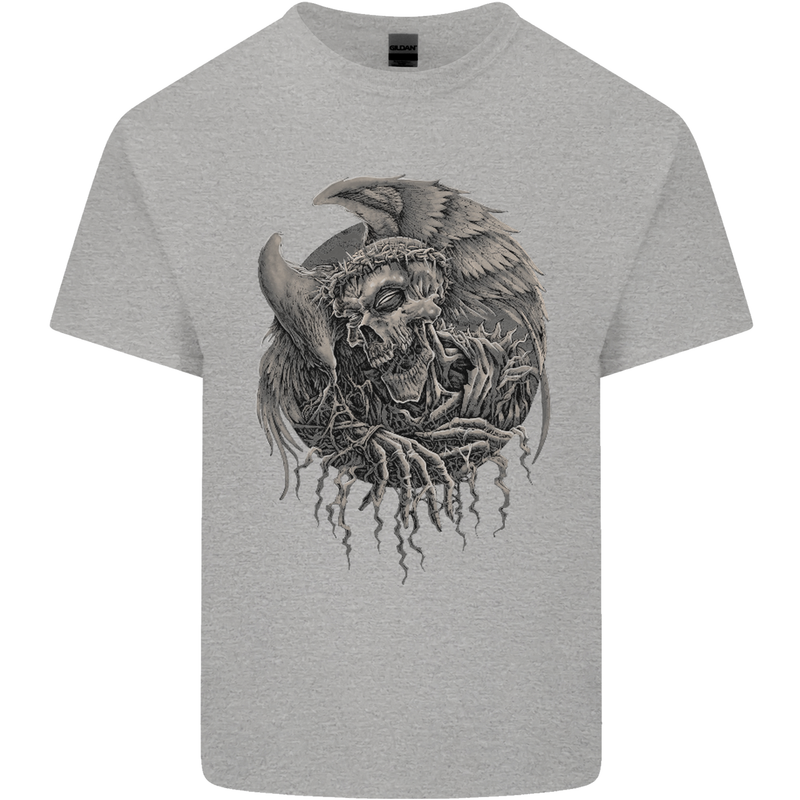 Angel Skull of Death Biker Motorbike Gothic Mens Cotton T-Shirt Tee Top Sports Grey