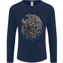 Angel Skull of Death Biker Motorbike Gothic Mens Long Sleeve T-Shirt Navy Blue