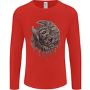 Angel Skull of Death Biker Motorbike Gothic Mens Long Sleeve T-Shirt Red