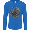 Angel Skull of Death Biker Motorbike Gothic Mens Long Sleeve T-Shirt Royal Blue
