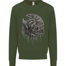 Angel Skull of Death Biker Motorbike Gothic Mens Sweatshirt Jumper Forest Green