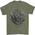 Angel Skull of Death Biker Motorbike Gothic Mens T-Shirt Cotton Gildan Military Green