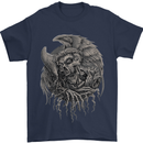 Angel Skull of Death Biker Motorbike Gothic Mens T-Shirt Cotton Gildan Navy Blue