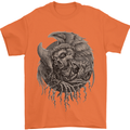 Angel Skull of Death Biker Motorbike Gothic Mens T-Shirt Cotton Gildan Orange