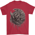 Angel Skull of Death Biker Motorbike Gothic Mens T-Shirt Cotton Gildan Red
