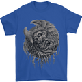 Angel Skull of Death Biker Motorbike Gothic Mens T-Shirt Cotton Gildan Royal Blue