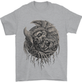 Angel Skull of Death Biker Motorbike Gothic Mens T-Shirt Cotton Gildan Sports Grey