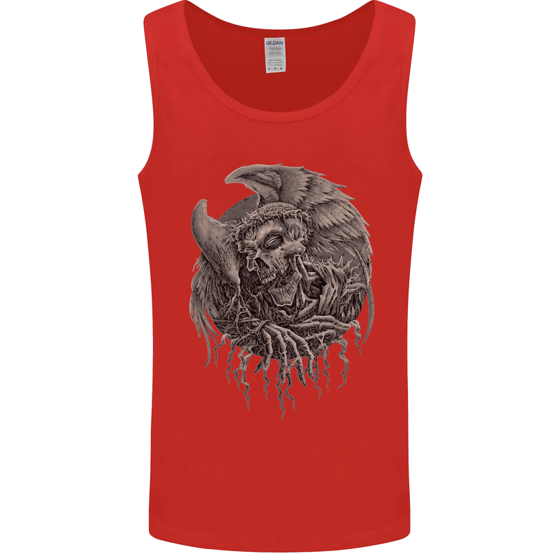 Angel Skull of Death Biker Motorbike Gothic Mens Vest Tank Top Red