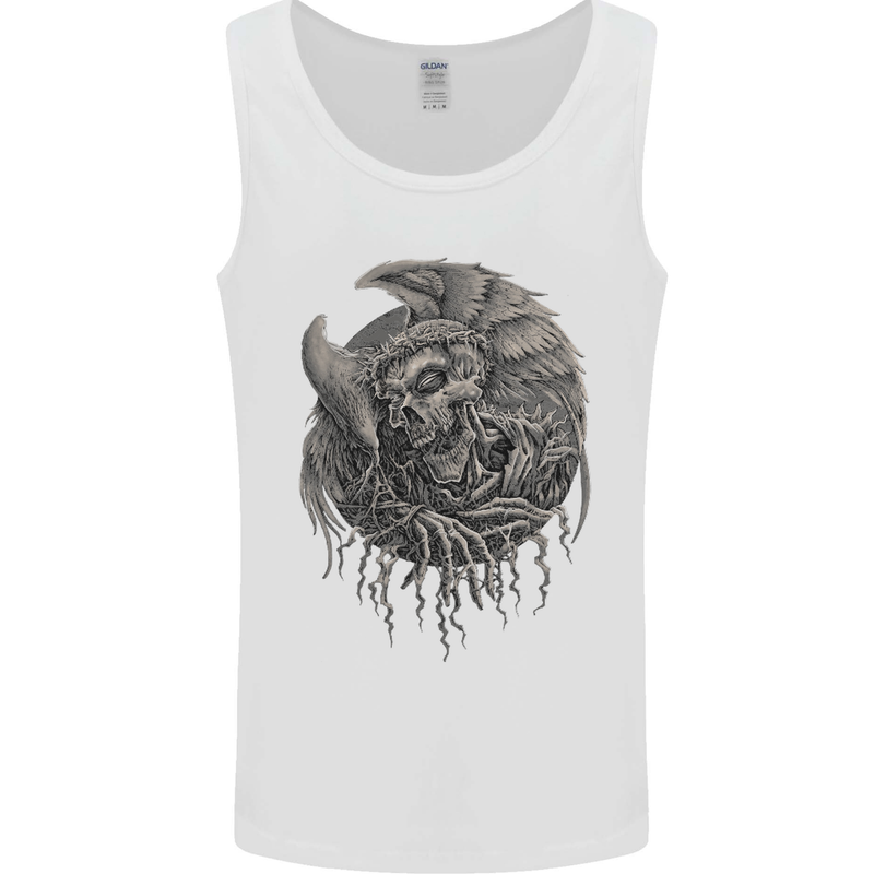 Angel Skull of Death Biker Motorbike Gothic Mens Vest Tank Top White