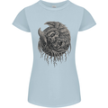 Angel Skull of Death Biker Motorbike Gothic Womens Petite Cut T-Shirt Light Blue
