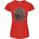 Angel Skull of Death Biker Motorbike Gothic Womens Petite Cut T-Shirt Red