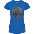 Angel Skull of Death Biker Motorbike Gothic Womens Petite Cut T-Shirt Royal Blue