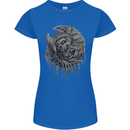 Angel Skull of Death Biker Motorbike Gothic Womens Petite Cut T-Shirt Royal Blue