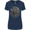 Angel Skull of Death Biker Motorbike Gothic Womens Wider Cut T-Shirt Navy Blue