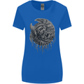 Angel Skull of Death Biker Motorbike Gothic Womens Wider Cut T-Shirt Royal Blue