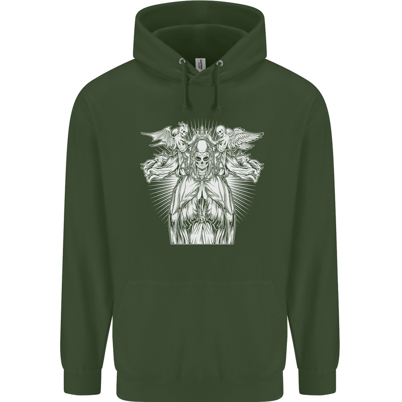 Angel of Death Day of the Dead Skull DOTD Childrens Kids Hoodie Forest Green