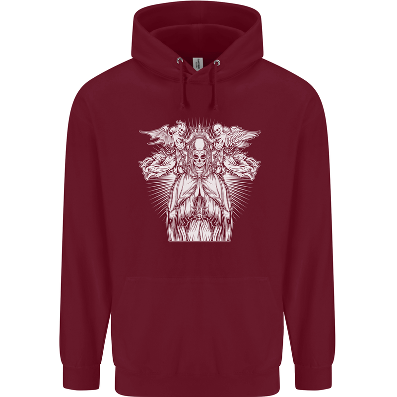 Angel of Death Day of the Dead Skull DOTD Childrens Kids Hoodie Maroon