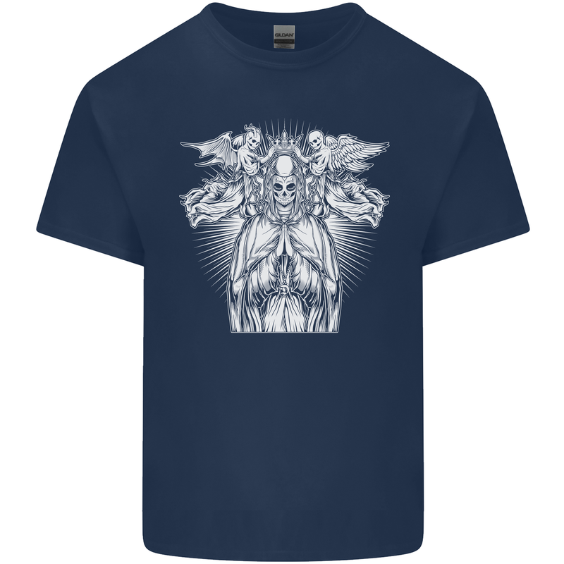 Angel of Death Day of the Dead Skull DOTD Kids T-Shirt Childrens Navy Blue
