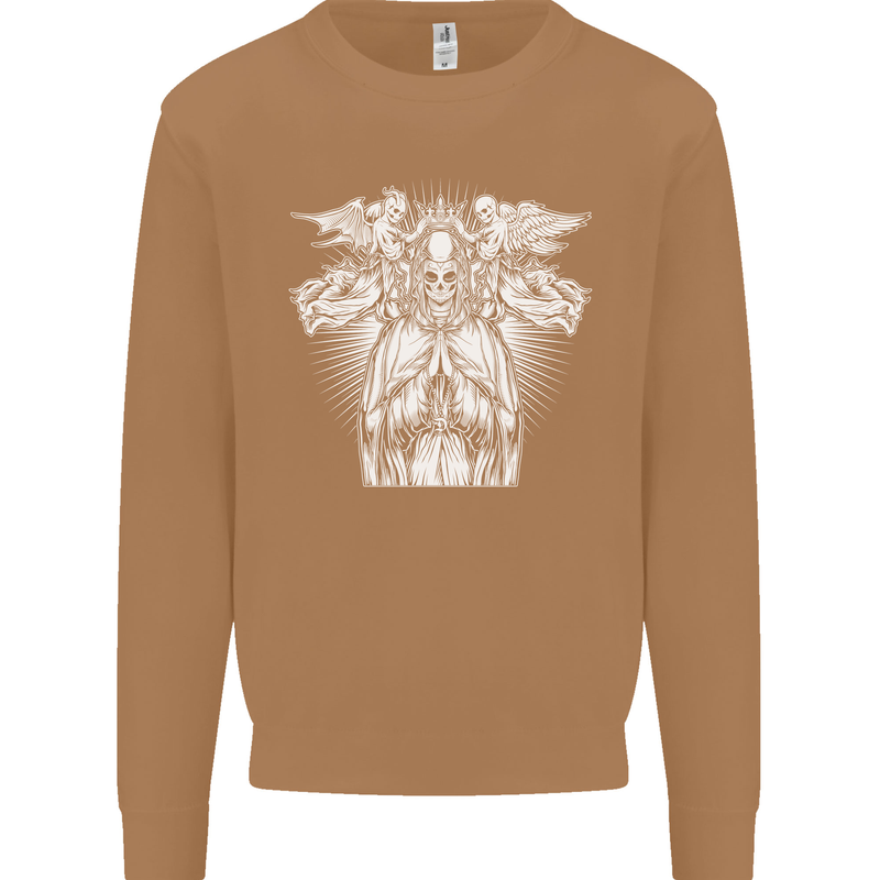 Angel of Death Day of the Dead Skull DOTD Mens Sweatshirt Jumper Caramel Latte