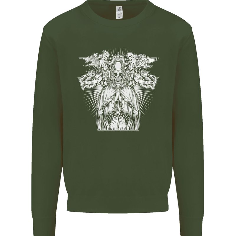 Angel of Death Day of the Dead Skull DOTD Mens Sweatshirt Jumper Forest Green