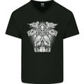Angel of Death Day of the Dead Skull DOTD Mens V-Neck Cotton T-Shirt Black