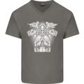 Angel of Death Day of the Dead Skull DOTD Mens V-Neck Cotton T-Shirt Charcoal