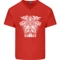 Angel of Death Day of the Dead Skull DOTD Mens V-Neck Cotton T-Shirt Red