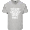 Angel of Death Day of the Dead Skull DOTD Mens V-Neck Cotton T-Shirt Sports Grey