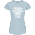 Angel of Death Day of the Dead Skull DOTD Womens Petite Cut T-Shirt Light Blue