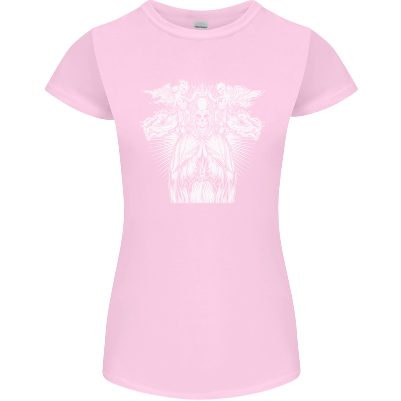Angel of Death Day of the Dead Skull DOTD Womens Petite Cut T-Shirt Light Pink