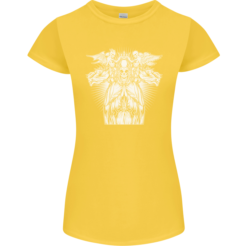 Angel of Death Day of the Dead Skull DOTD Womens Petite Cut T-Shirt Yellow