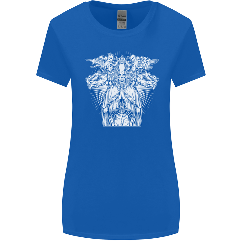 Angel of Death Day of the Dead Skull DOTD Womens Wider Cut T-Shirt Royal Blue