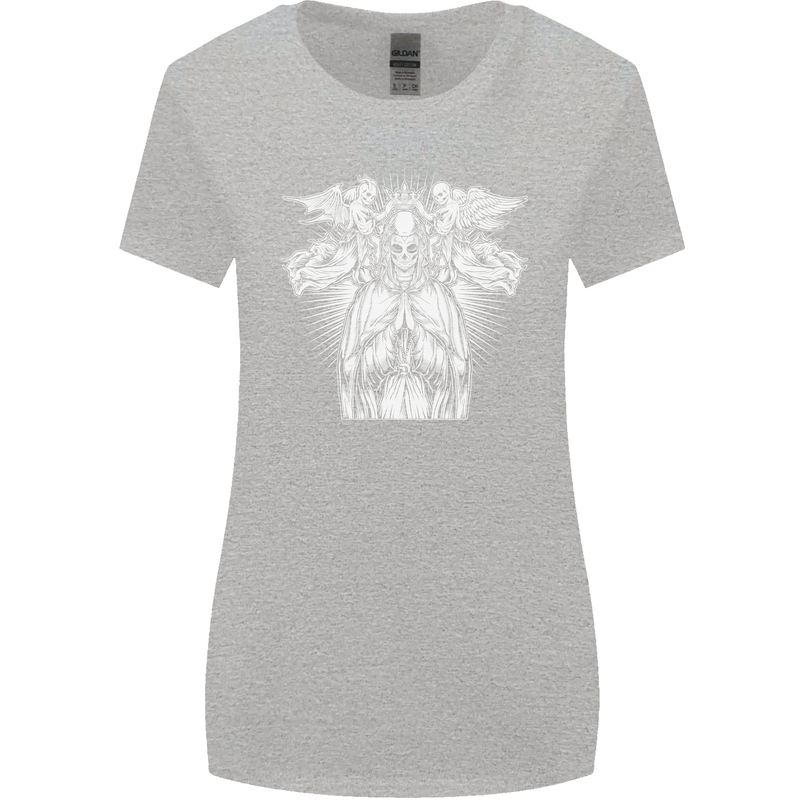 Angel of Death Day of the Dead Skull DOTD Womens Wider Cut T-Shirt Sports Grey