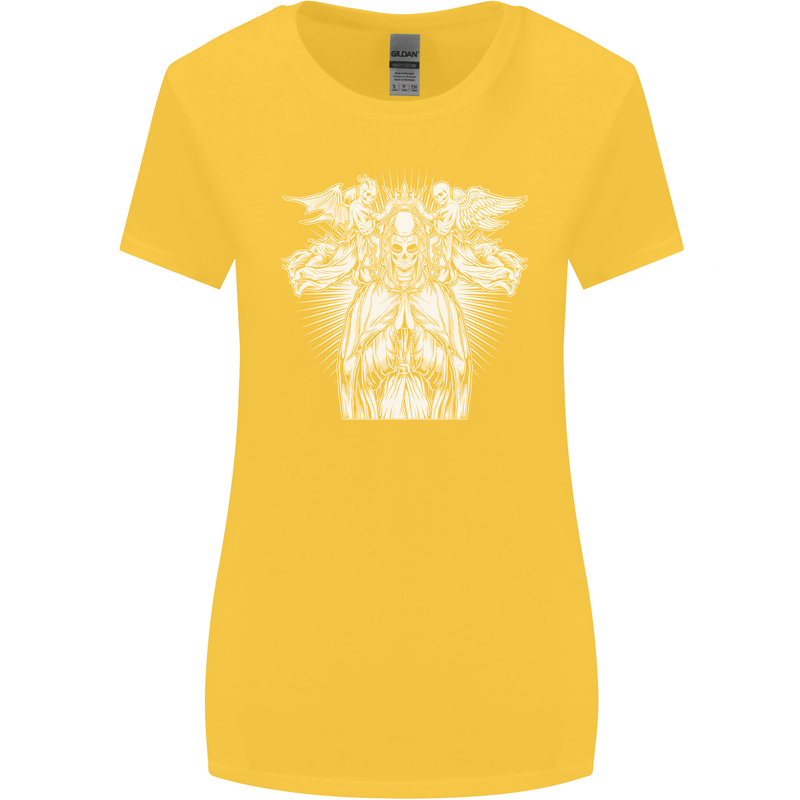 Angel of Death Day of the Dead Skull DOTD Womens Wider Cut T-Shirt Yellow